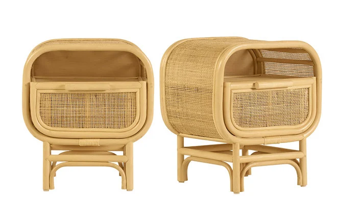 Nachttisch mit Rattan-Schublade LUWAK