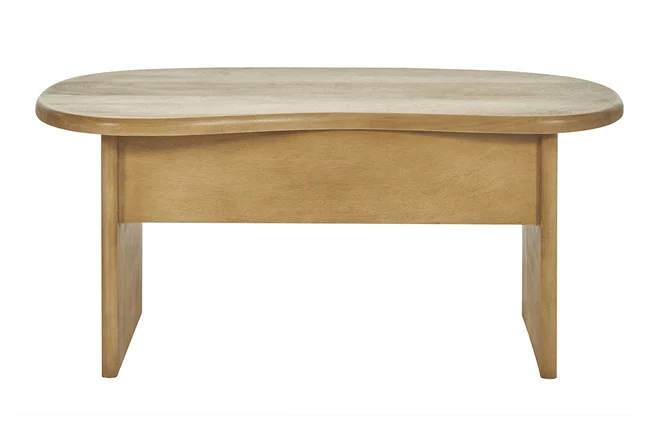 Niedriger Couchtisch in Bohnenform mit Ablage aus massivem Mangoholz B95 cm KOKOA