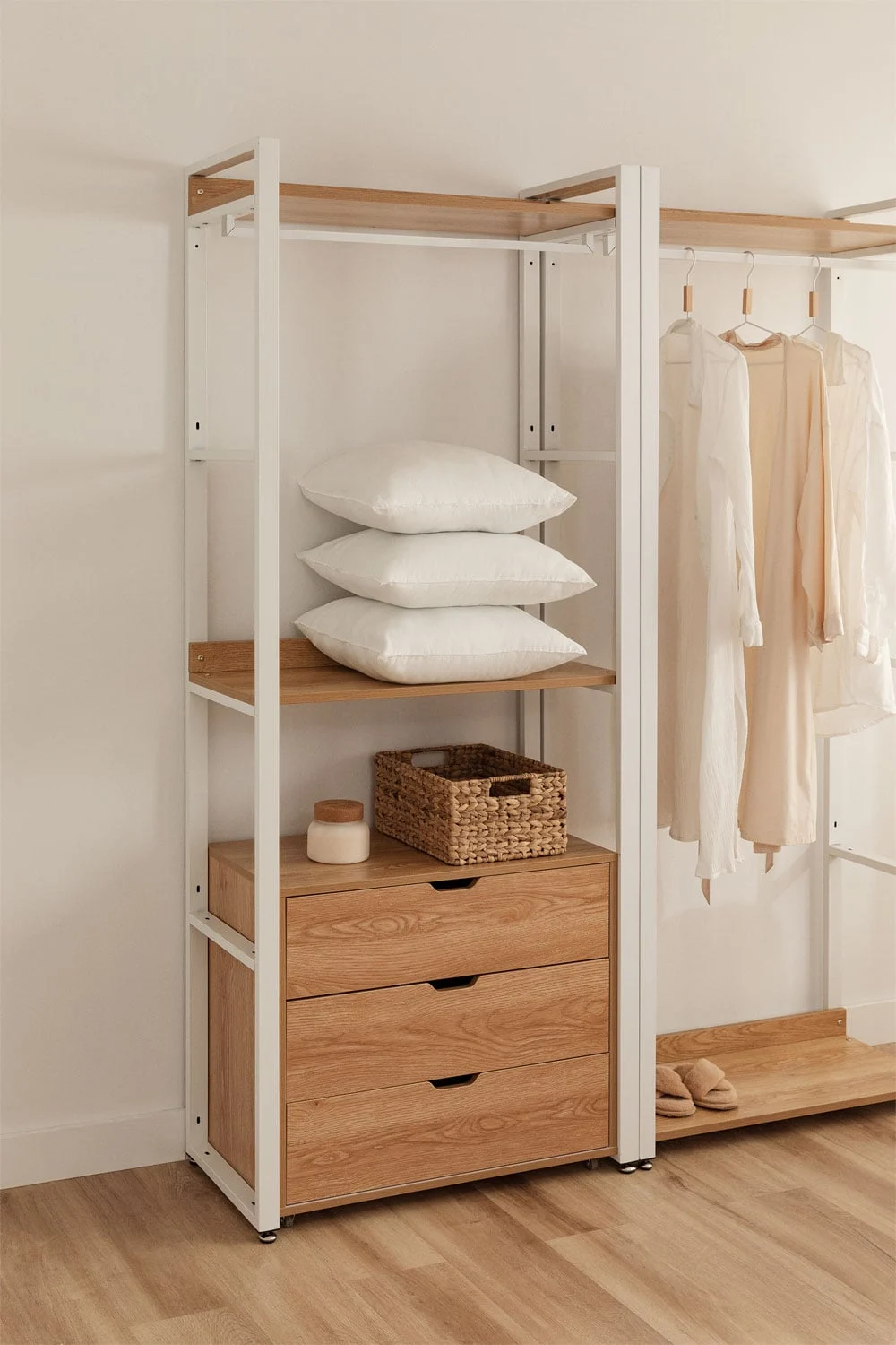 Offener Schrank mit Schubladen aus Stahl und MDF Ariaster