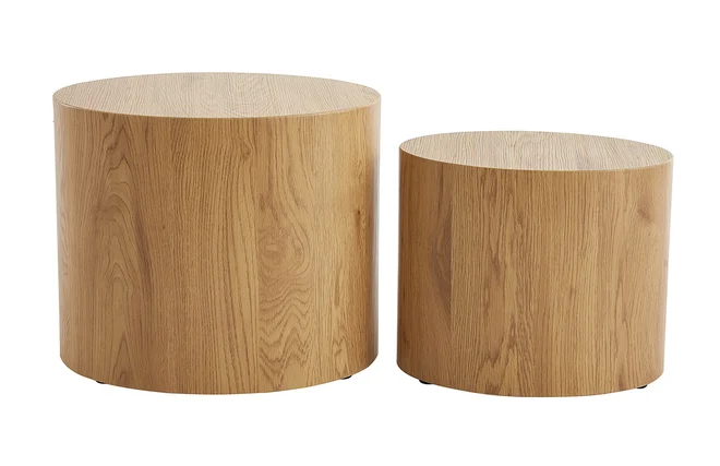 Ovale Couchtische aus hellem Holz (2er-Set) WOODY