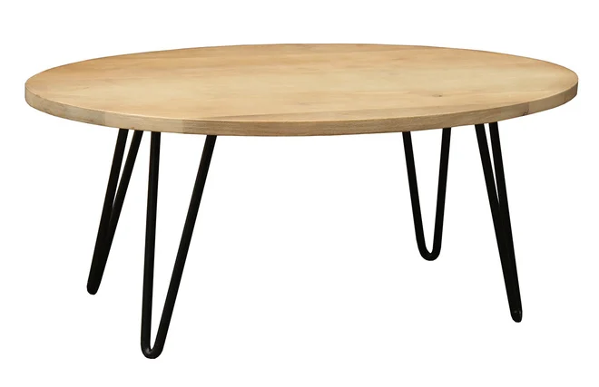 Ovaler Couchtisch aus massivem Mangobaum L100 cm VIBES
