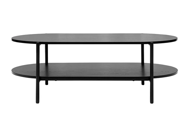 Ovaler Couchtisch in schwarzer Holzoptik und Metall L115 cm BRUNA