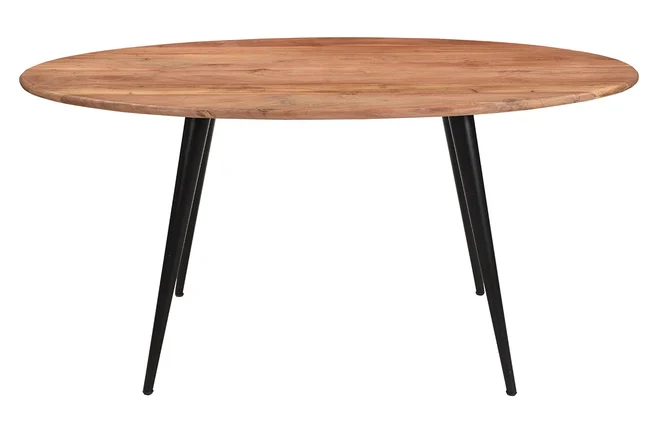 Ovaler Esstisch aus massivem Akazienholz und Metall B160 cm OBALI