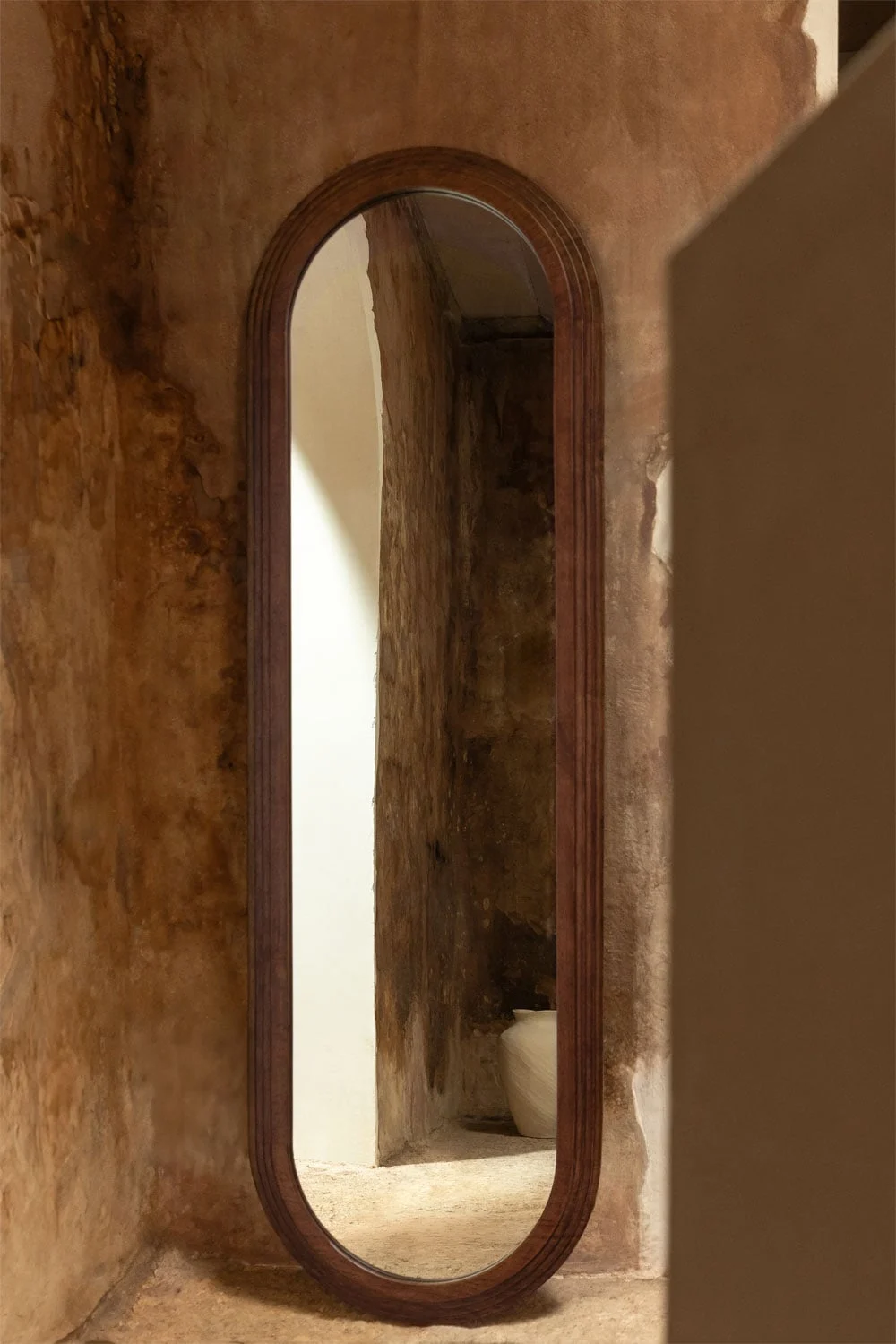 Ovaler Wandspiegel 50x165 cm aus Eichenholz Munar
