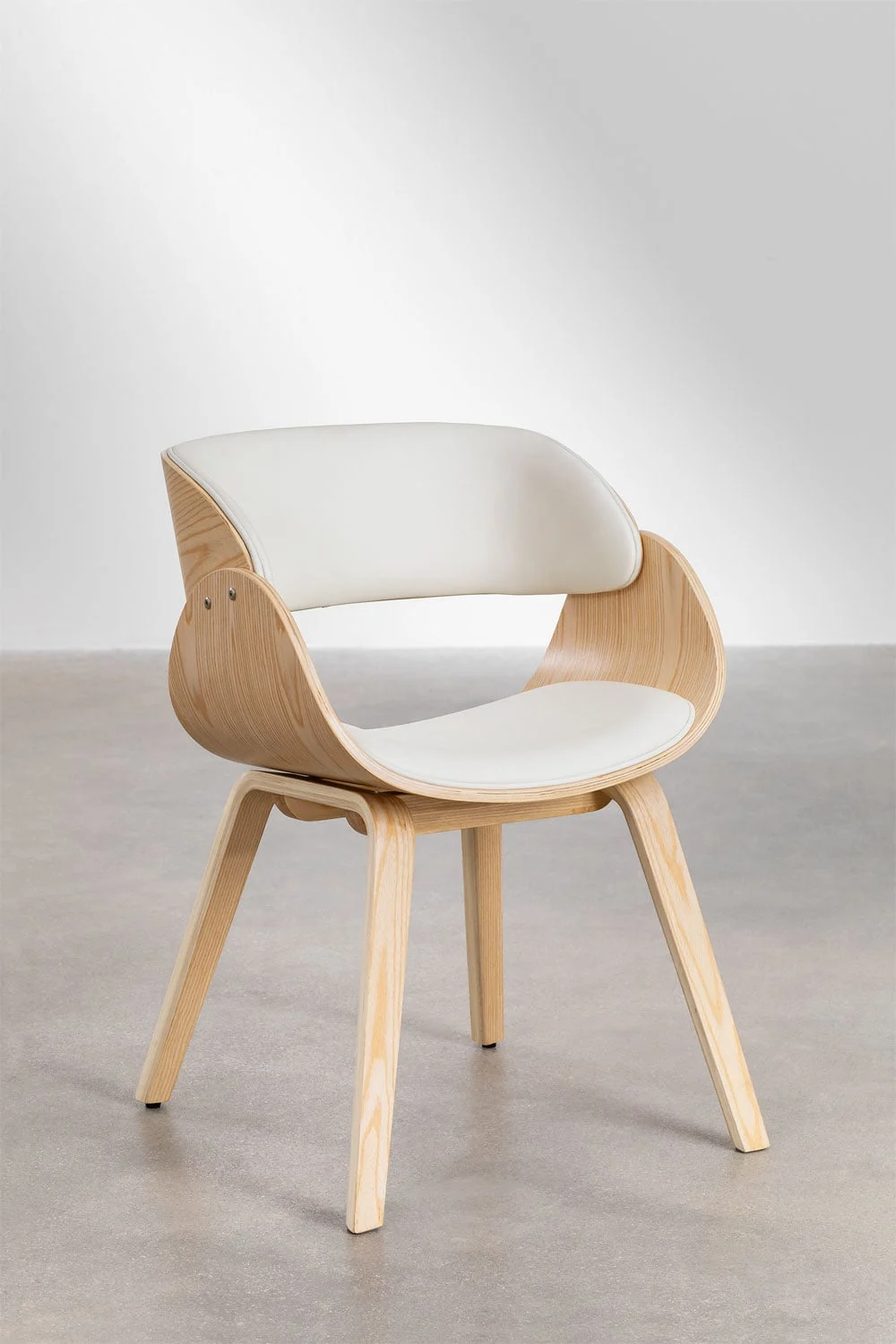 Pack mit 4 Esszimmerstühlen aus Holz und Kunstleder Lorete