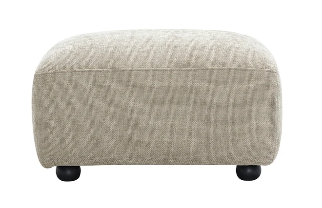 Pouf Hocker aus Stoff in Samtoptik strukturiert beige JOYA