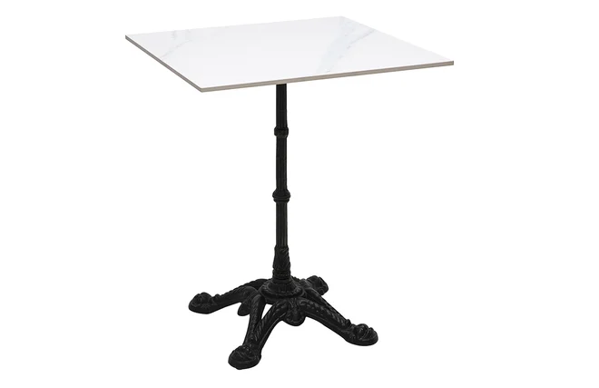 Quadratischer Bistrotisch aus Mineralstein und schwarzem Metall L60 cm CONTY