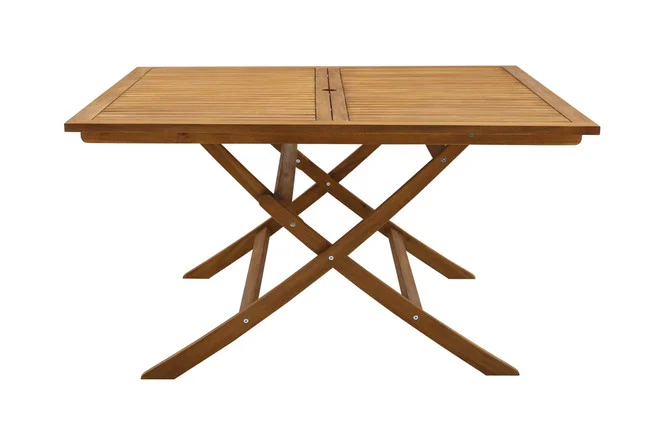 Quadratischer klappbarer Gartentisch aus Massivholz B140 cm SANTIAGO