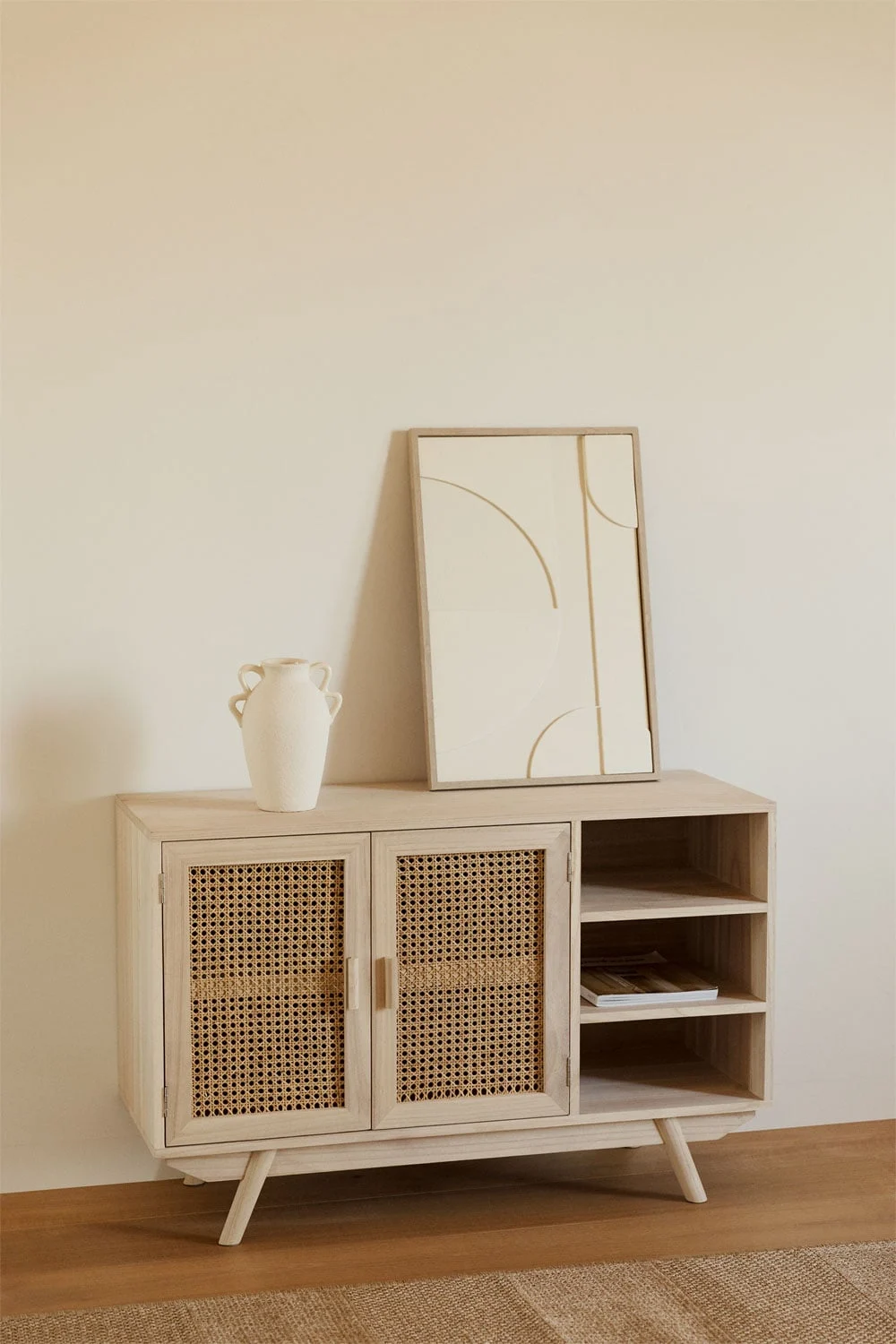 Sideboard 100x40 cm aus Holz mit 2 Regalen Ralik