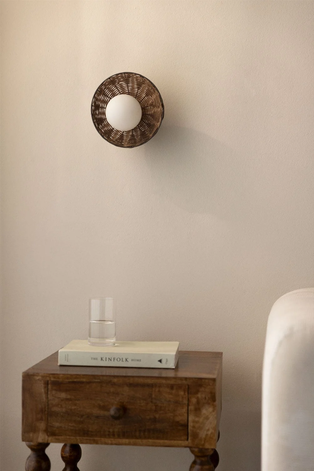 Wandlampe aus Rattan Lutyen