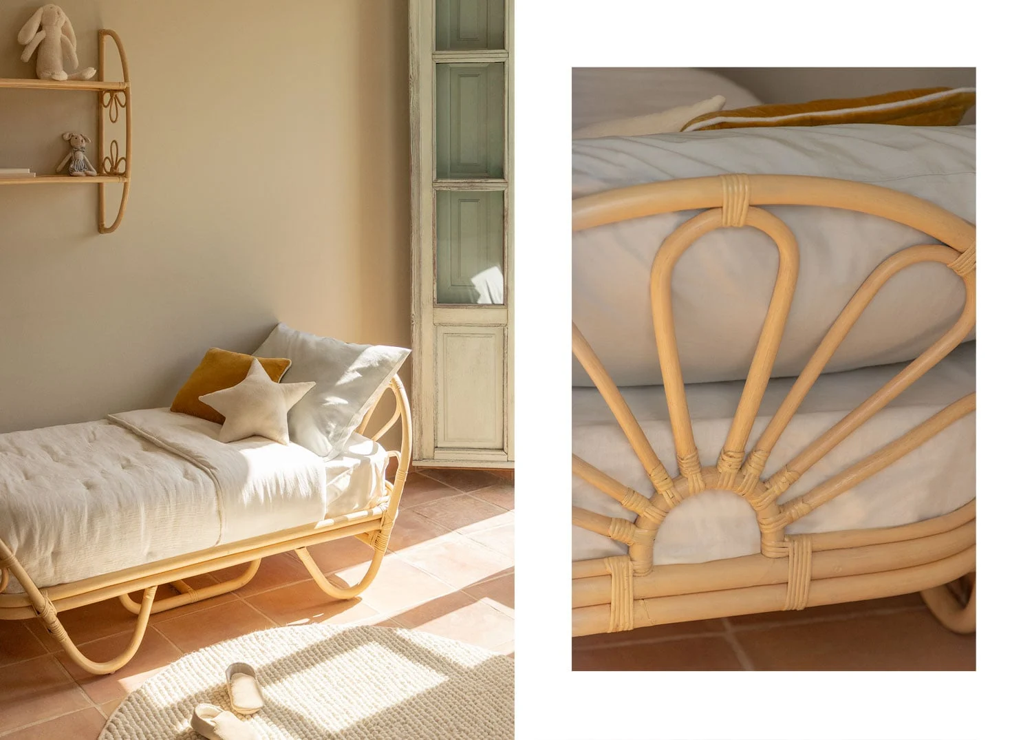 Rattanbett mit Dahlia Kids Matratze