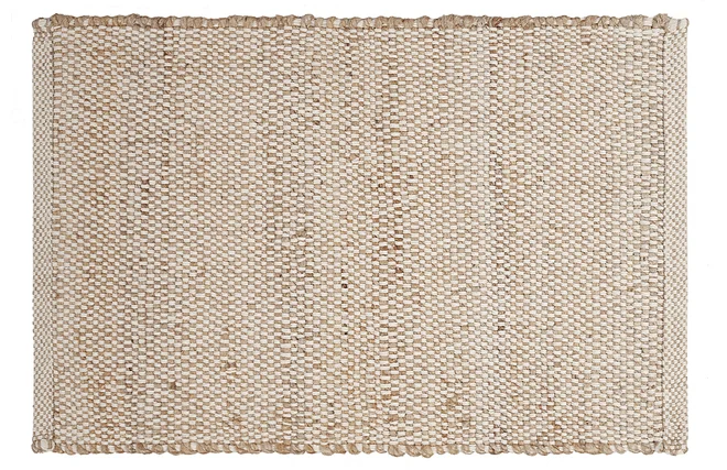 Rechteckiger beigefarbener Teppich aus Jute und gewebter Baumwolle L140 x B200 EFFIA