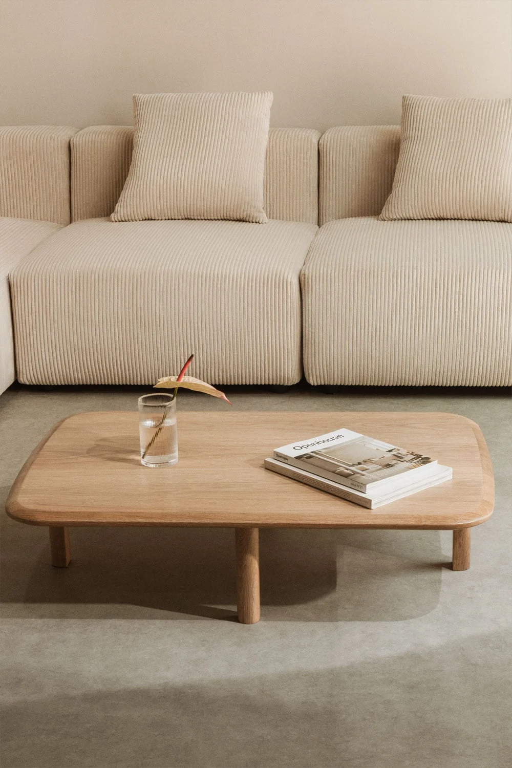 Rechteckiger Couchtisch 100x65 cm aus Treveris-Holz