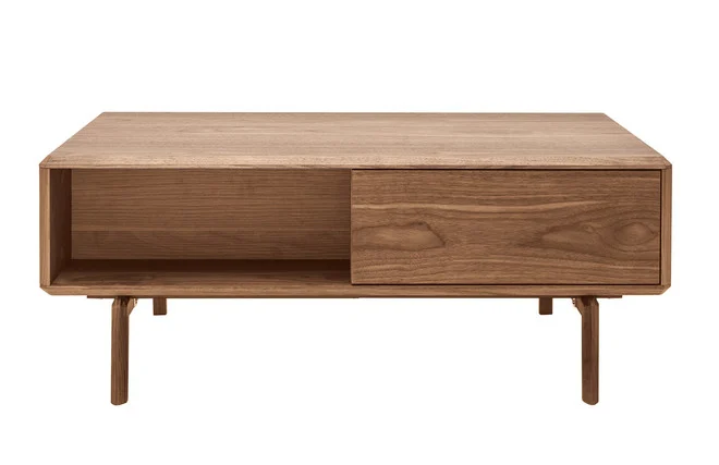 Rechteckiger Couchtisch mit Stauraum dunkles Walnussholz L100 cm SUVA
