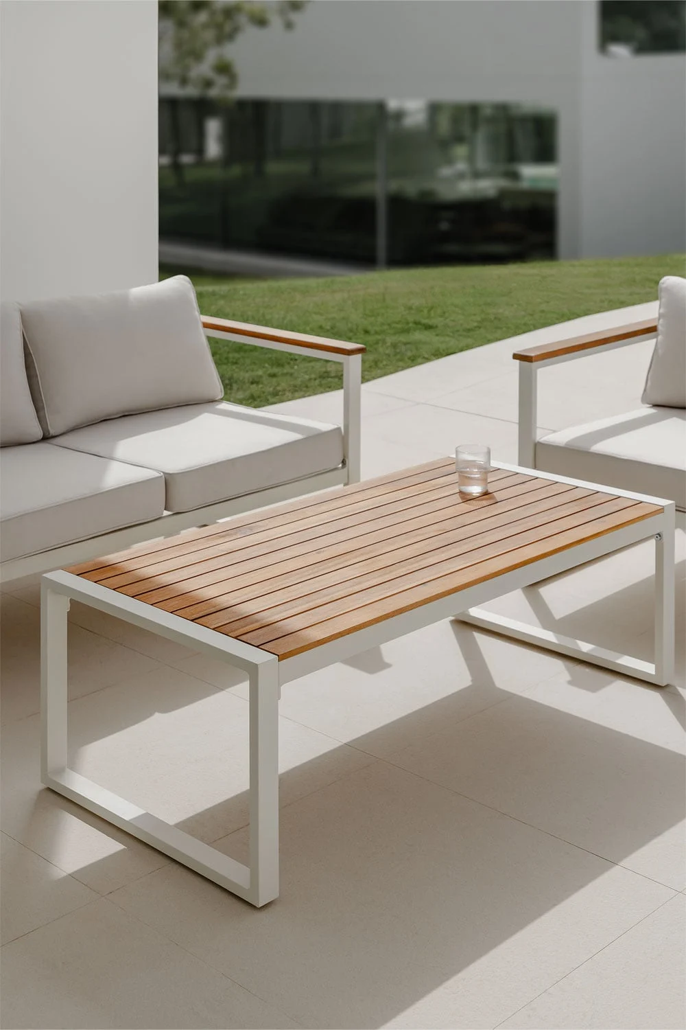 Rechteckiger Garten-Couchtisch 110x55 cm aus Aluminium Lipov