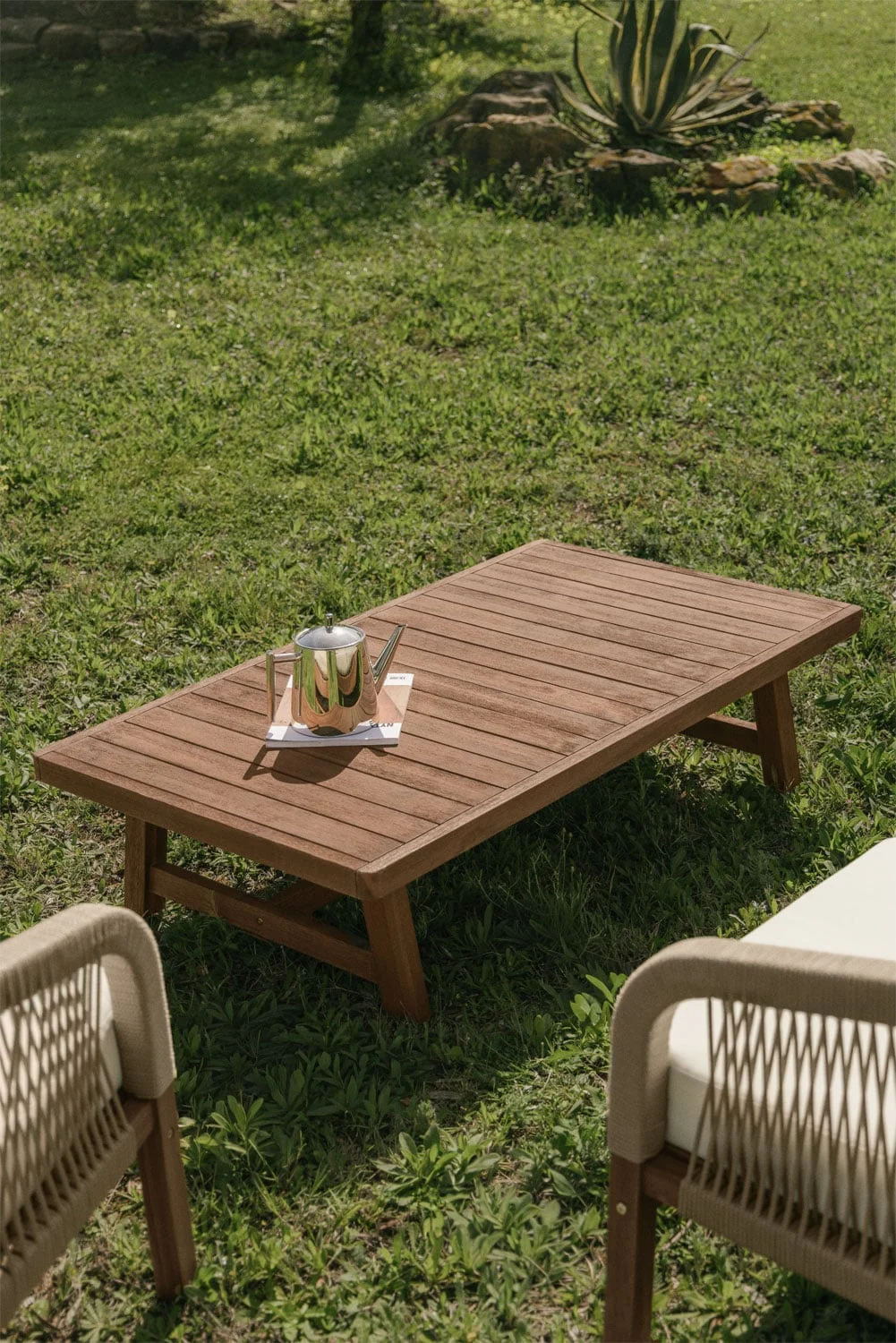 Rechteckiger Gartentisch 130x75 cm aus Akazienholz Dubai