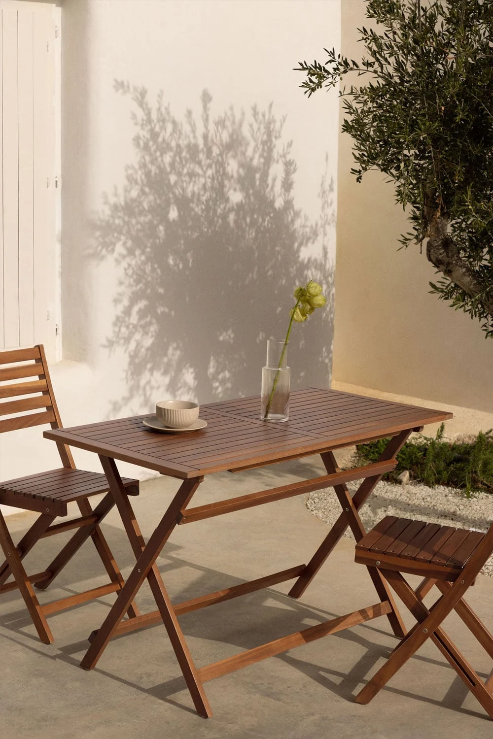 Rechteckiger Gartentisch 120x60 cm klappbar aus Akazienholz Delawer