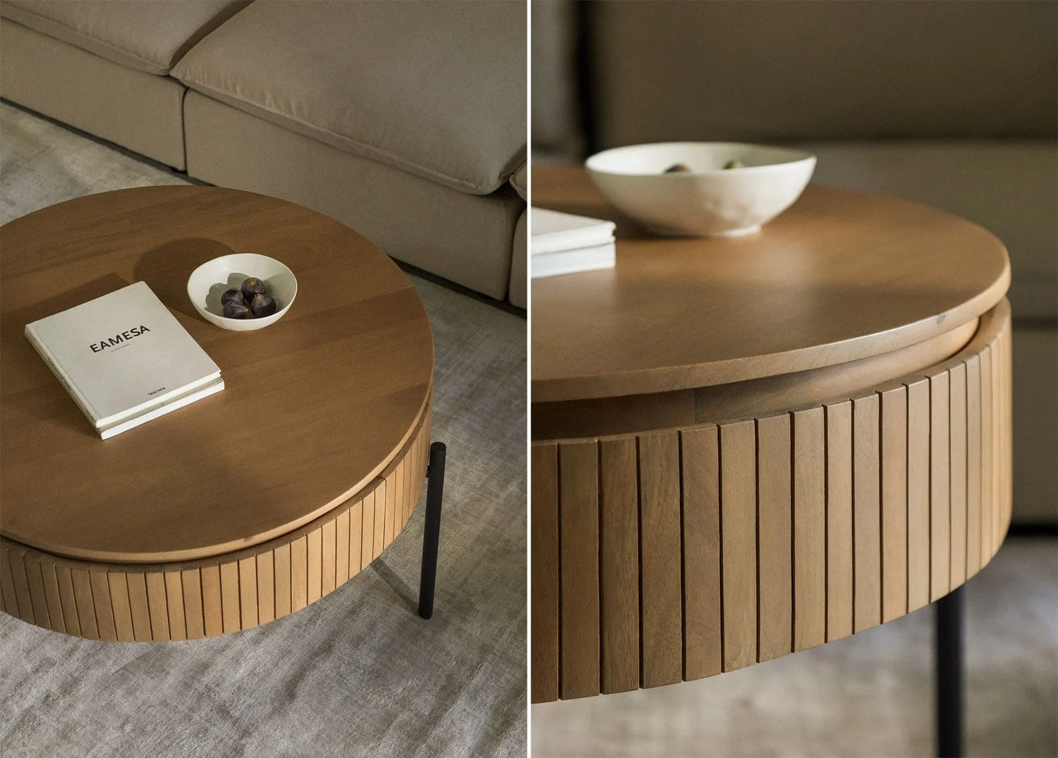 Runder Couchtisch Ø90 cm aus Mangoholz Analis