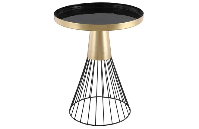 Runder Beistelltisch aus schwarz und goldfarben lackiertem Stahl D 41 cm SPLEEN