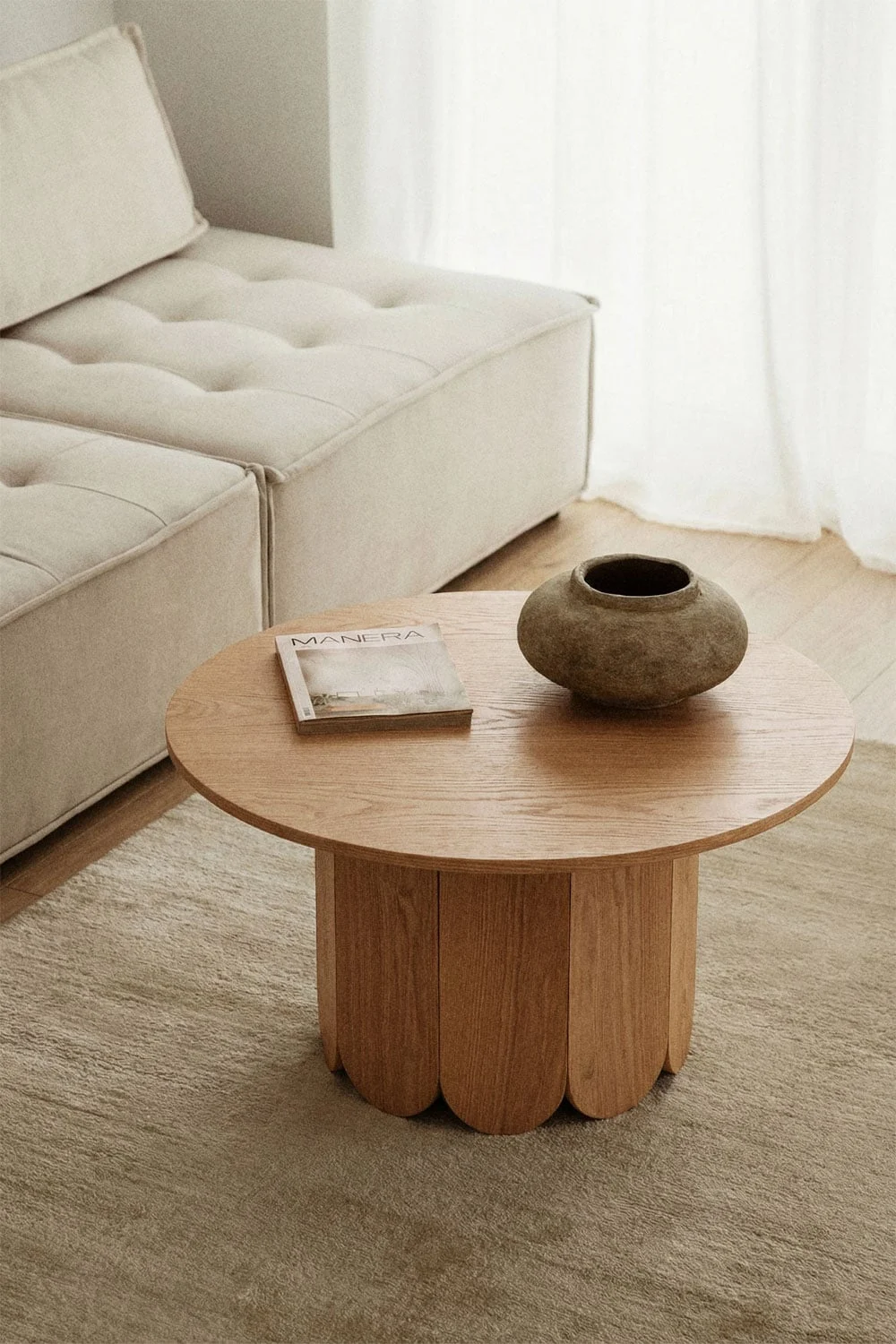 Runder Couchtisch Ø80 cm aus Vinesey Style Holz