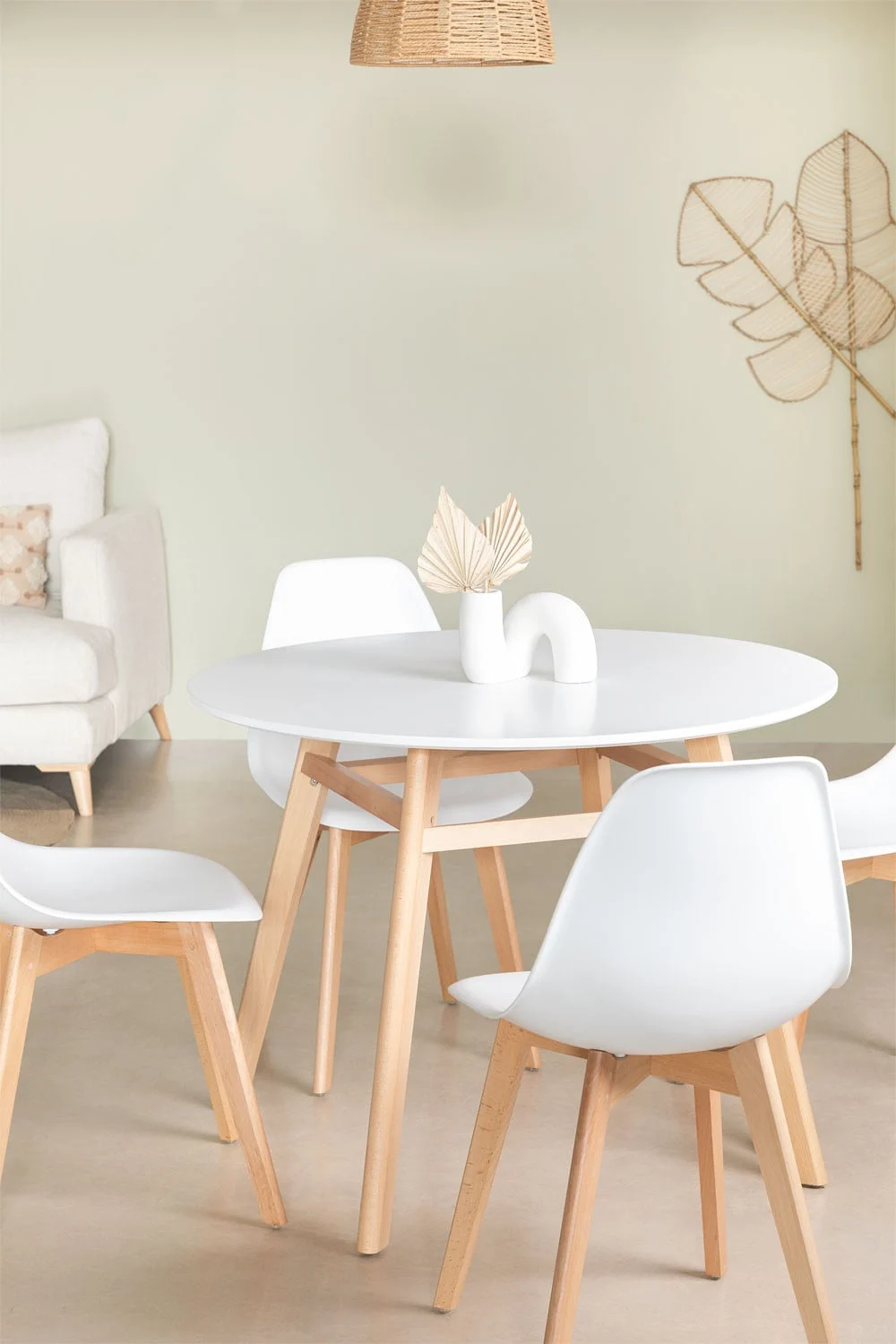 Runder Esstisch aus MDF und Buchenholz Scand Nordic