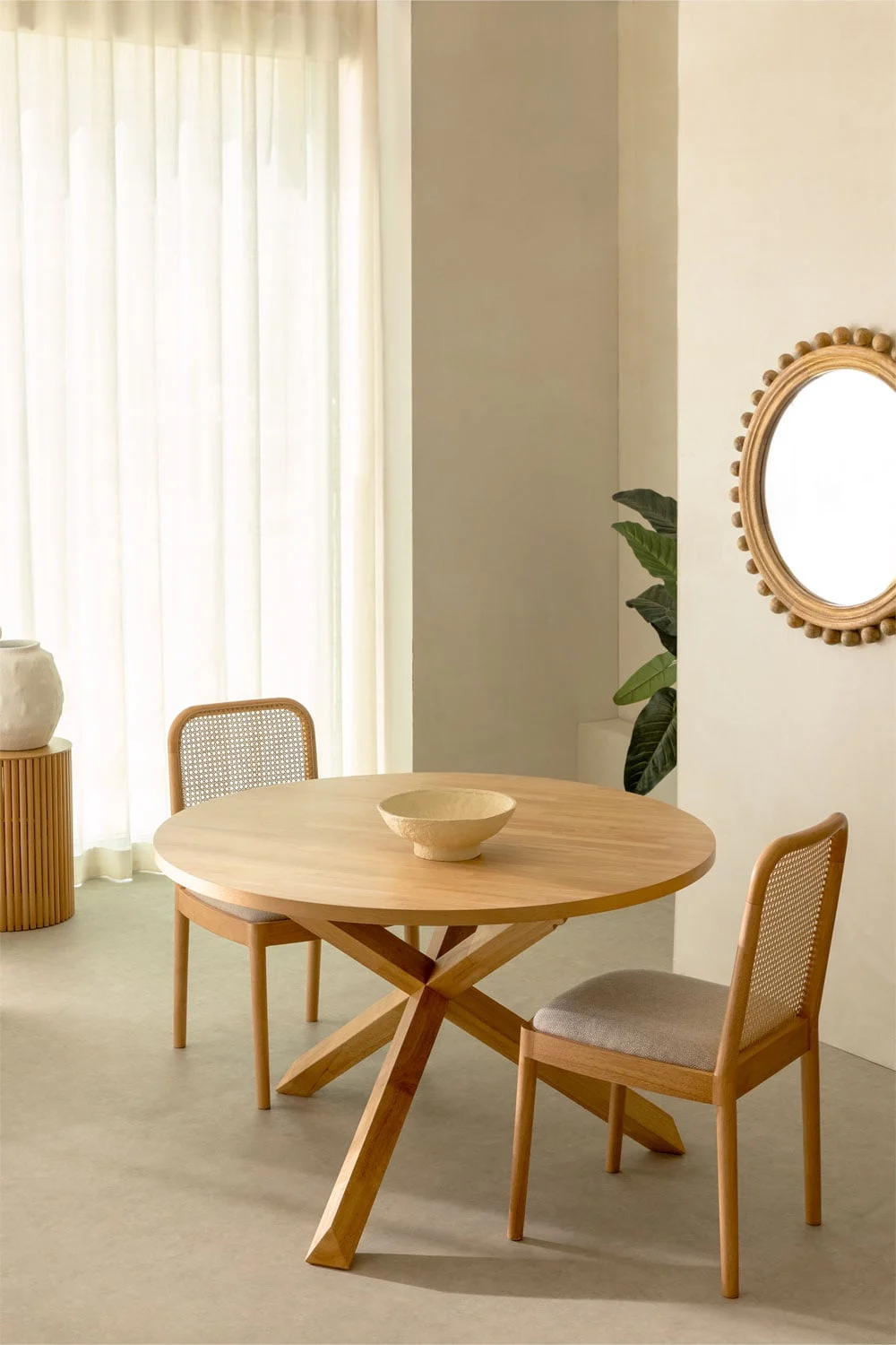 Runder Esstisch Ø120 cm aus MDF und Mierenholz