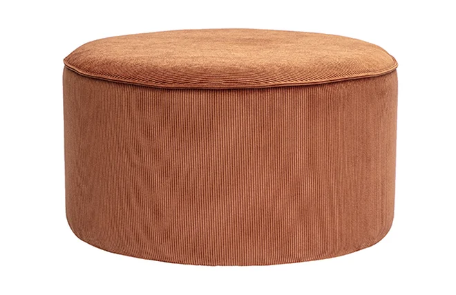 Runder Pouf aus samtigem Rippenstoff in verbrannter Erde D70 cm PAUL