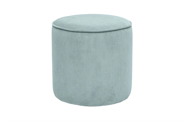 Samtiger Cord-Pouf in Blaugrau D40 cm PAUL