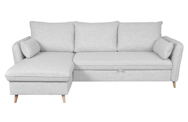 Schlaf-Ecksofa rechts mit Stauraum hellgrau DRISS