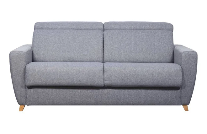 Schlafcouch mit verstellbaren Kopfstützen Hellgrau und 18 cm Matratze 3-Sitzer GOYA