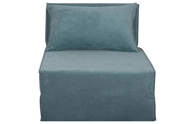 Schlafsessel aus blauem Stoff mit Samteffekt 1-Sitzer SALLY
