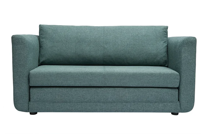 Schlafsofa 2-Sitzer aus graugrünem Stoff LEON