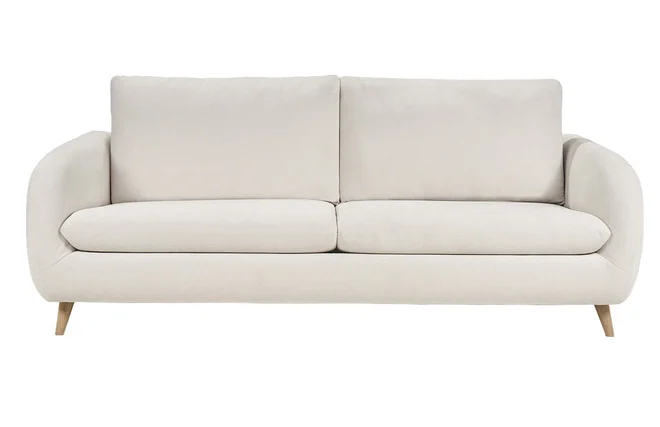 Schlafsofa 3-4 Plätze in beige Samtoptik-Stoff mit 10 cm Matratze LEANDRE