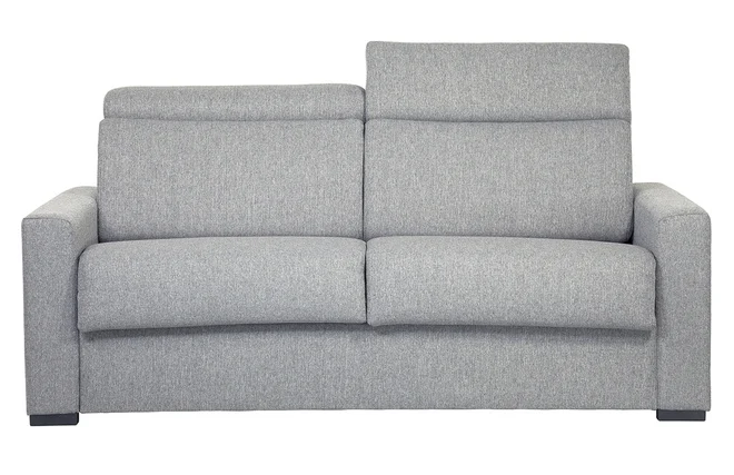 Schlafsofa hellgrau mit 18 cm Matratze und verstellbaren Kopfstützen NORO
