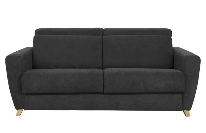 Schlafsofa Matratze verstellbare Kopfstücke anthrazitgrauer Samt 140x190 cm GOYA