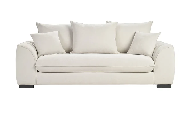 Schlafsofa mit 3 Sitzen in Beige Samtoptik mit 12 cm Matratze ARMAND