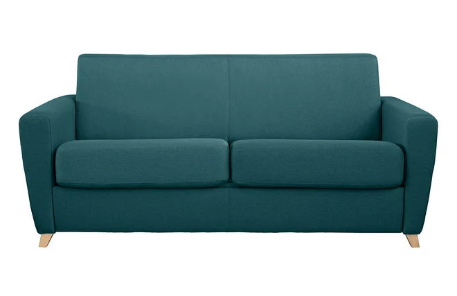 Schlafsofa skandinavisch blaugrün und Holz GRAHAM