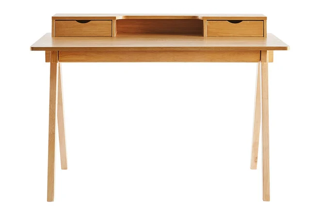 Schreibtisch aus hellem Holz mit Ablagen L120 cm PULITO