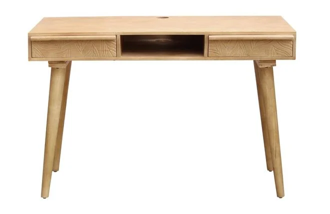 Schreibtisch aus massivem Mangoholz mit Gravur KAFFIR