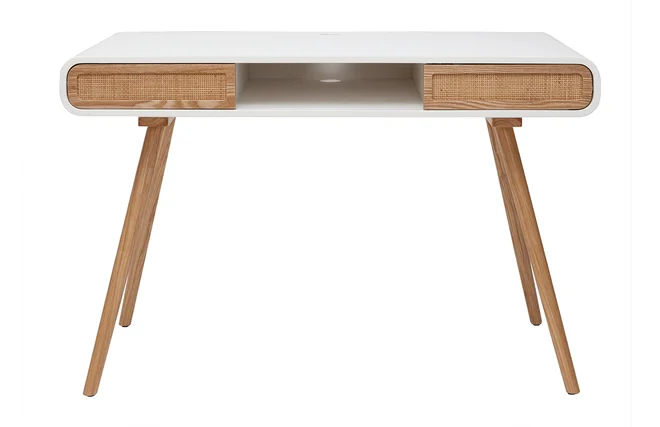 Schreibtisch mit Schiebetüren und Flechtwerk L120 cm OLYMPE