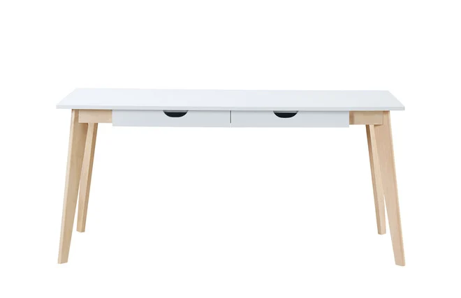 Schreibtisch skandinavisch mit Schubladen Holz Weiß L160 LEENA