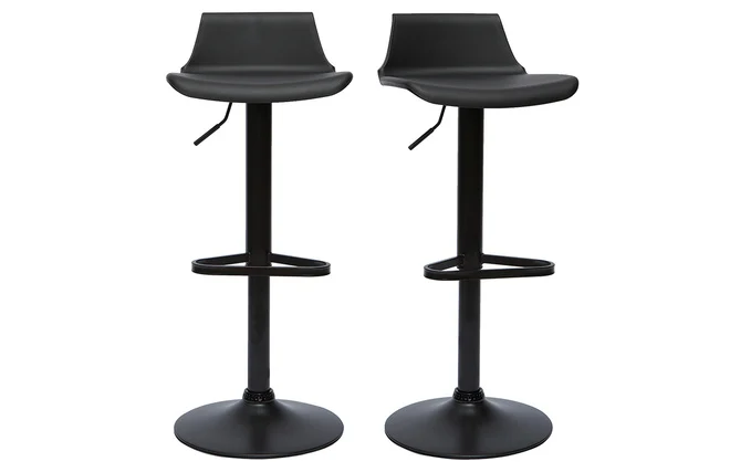 Schwarze 360° drehbare und höhenverstellbare Design-Barhocker (2er-Set) KRONOS