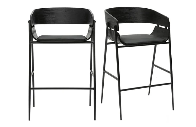 Schwarze Designer-Barhocker (2er Set) WESS