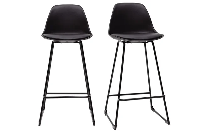 Schwarze Designer-Barhocker mit Metallbeinen 66 cm (2er-Set) FRANZ