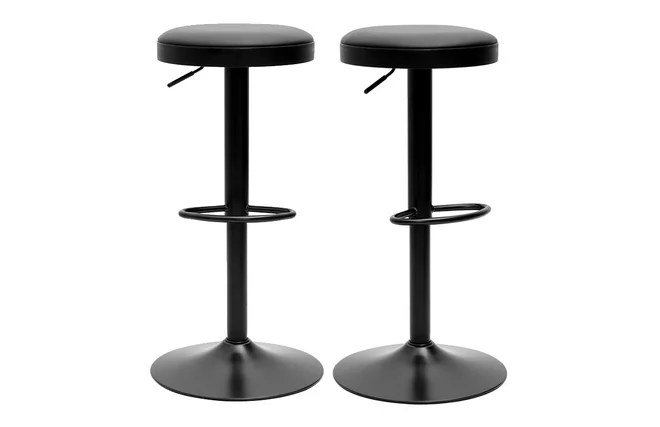 Schwarze höhenverstellbare Barhocker (Set von 2) BYRON