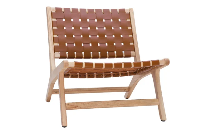Sessel aus Holz mit geflochtenen Riemen in Braun BONDI