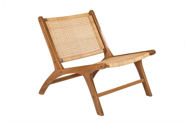 Sessel aus Teakholz und naturfarbenem Rattan HAMMA