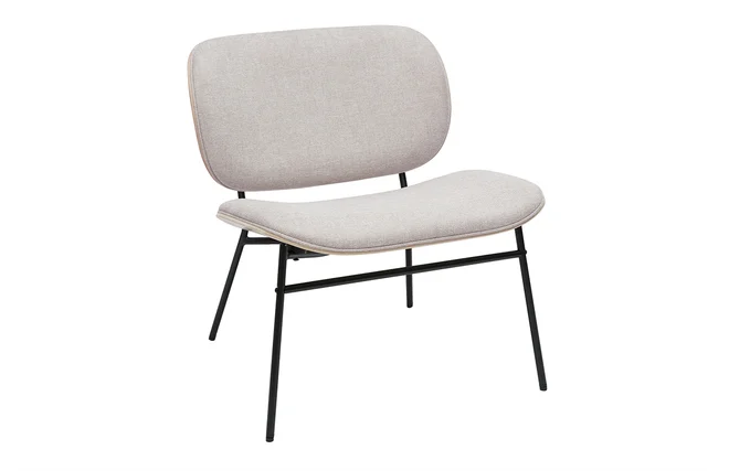 Sessel aus Textil mit strukturierter Samt-Optik in Beige und Schwarzem Metall SHELBY