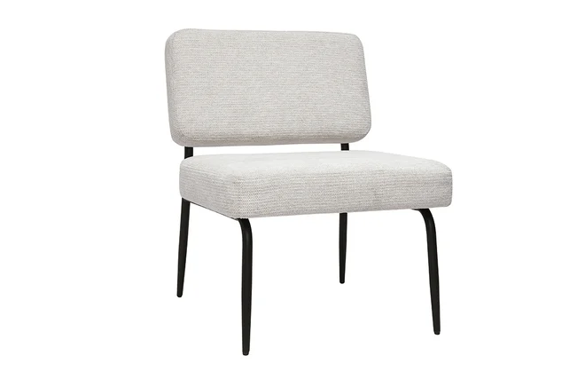 Sessel in beige Chenille-Stoff und schwarzem Metall VEDANA