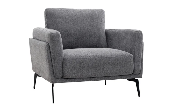 Sessel mit grauem Stoff im Samtdesign Metallfüße MOSCO